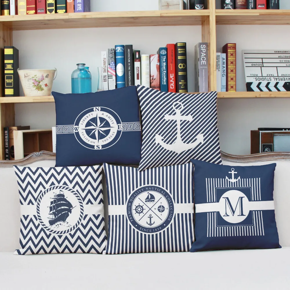 2016 Mediterranean rudder Decorative pillow Linen cushion 45x45cm sofas throw pillows home Decorate cojines almofadas coussin | Дом и сад