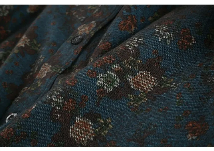 Осенняя мужская рубашка ins Новая мода цветочный принт с длинным рукавом camisa мужская Тонкая Цветочная винтажная льняная Повседневная
