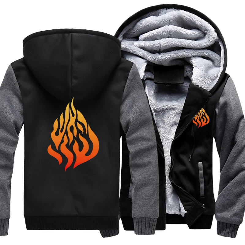 

US size Men Hoodies for Hot Fire Flame Design Coat Zipper Hoodie Women Thicken Cosplay Jacket Sweatshirts