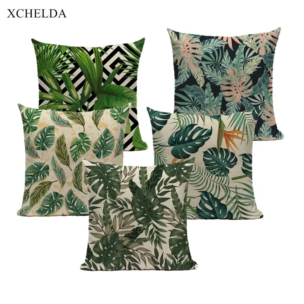 Nordic Scandinavian Style Cushion Cover Decorative throw Pillow Case 45*45 40X40 Linen Tropical botanical Pillowcase For Sofa