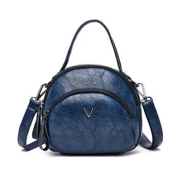 

New Designer Fashion Small Ladies Circular Handbags pu Leather Soft Touch Women's black Crossbody Shoulder Handbag vintage bag