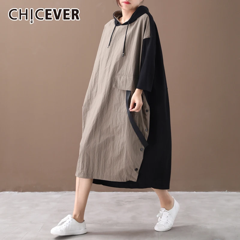 Женское лоскутное платье CHICEVER повседневное свободное большого размера с