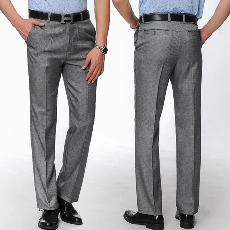 Casual Slim Fit Mens Dress Pants Streetwear Full Length Suit Pants Men