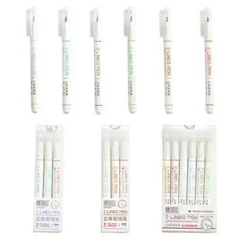 

1/3/6Pcs Double Line Pen Cute Girl Double Color Draw Foremost Color Three-dimensional Fluorescent Pen Mark Bookkeeping L7B6