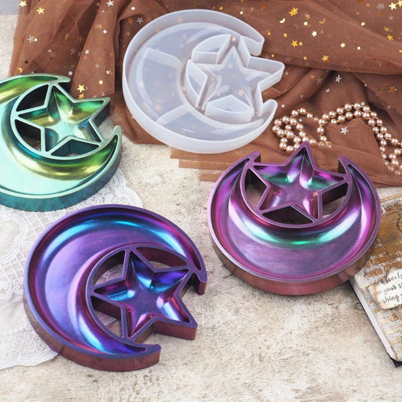 

Moon Star Tray Resin Mold Crescent Moon Box Silicone Molds DIY Jewelry Storage Plate Container Handamde UV Resin Art Crafts Tool