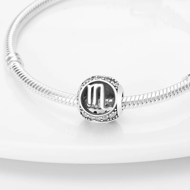 Шармы plata из серебра 925 пробы серии 12 созвездий-Бусины скорпион подходят для
