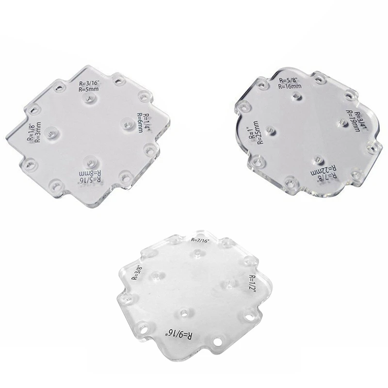 

3Pcs Router Corner Radius Templates Radius Woodworking Pattern for Router Table Radii