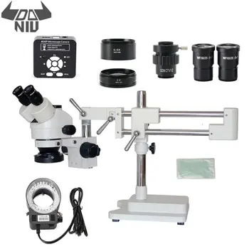 

DANIU 3.5X 7X 45X 90X Double Boom Stand Zoom Simul Focal Trinocular Stereo Microscope+41MP Camera Microscope For Industrial PCB