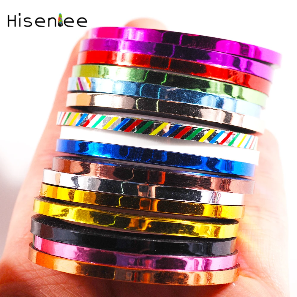 

5 Rolls of 30 Color 3MM Flash Stripe Tape Line Glue Applique Nail Stickers 3D Charm High Quality DIY Nail Supplies Decoration