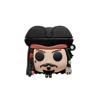 

3D Captain Jack Pirate Silicone Case for Airpods Cute Bluetooth Earphone Case for Airpod Pro Cover for AirPods 2 with Keychain