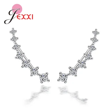 

Super Shining Crystal Earring for Women Party Accessories 925 Silver Dazzling Cubic Zircon Four Claw Setting Long Style Jewelry