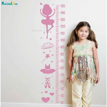 

Ballerina High Chart Fixed Size Lovely Wall Sticker Measurement Removable Baby Girls Growth Record Nursery Vinyl Decals YT3508