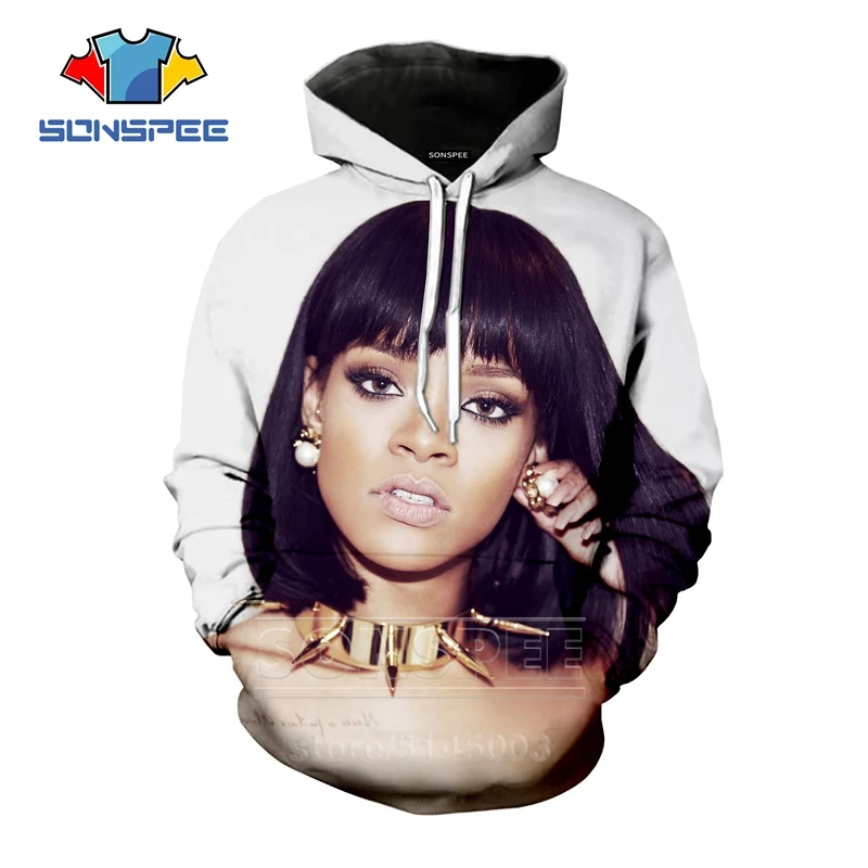Rihanna толстовки осень для мужчин женщин толстовка 3D принт сексуальная певица с длинным рукавом хип хоп Уличная Топы пуловер с круглым вырезом C059-10