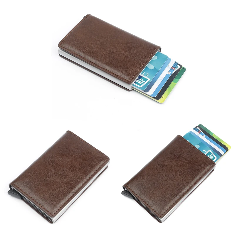 Бизнес Rfid держатель для карт мужские кошельки сумка для денег Мужской винтажный короткий кошелек маленькие кожаные тонкие бумажники для мужчин мини кошелек Тонкий