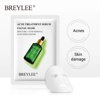 

BREYLEE Face Sheet Mask Acne Treatment Serum Facial Essence Anti Acne Scar Pimple Removal Face Cream Skin Care Whitening 1pcs
