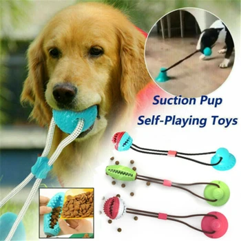 

A Newest Pet Molar Bite Toy Chew Toys Floor Suction Cup Dog Chew Tug Toy Tooth Clean Ball Puppy Dog Treat Training Rubber Toy
