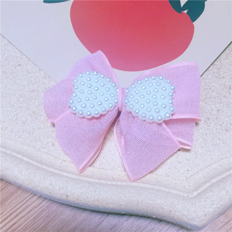 2Pcs Korean Pearl Bow 10cm Handmade DIY Decoration Craft Kwaii Sewing For Bogs Garment Hair Accessories Wedding Decor