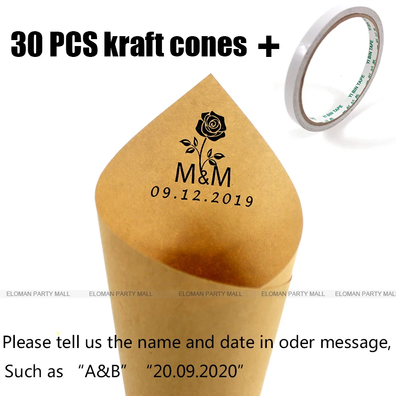 C9-30PCS Пользовательские Свадебные конусы-конфетти ELOMAN ретро крафт лепесток конфеты размещение натуральные конусы-Конфетти Для Свадебные и вечерние украшения - Цвет: C9-30PCS