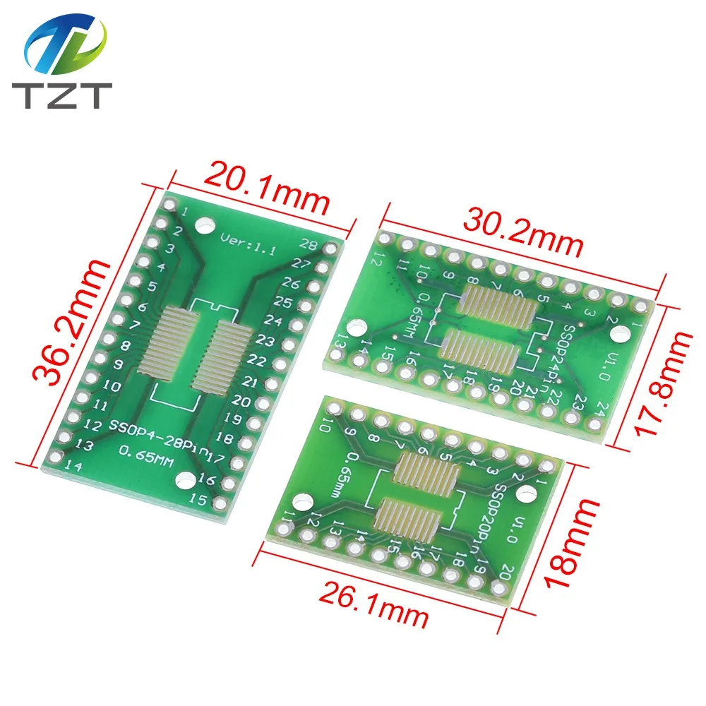 TZT 7 шт. = 7 значение* печатная плата комплект SMD поворот к DIP SOP MSOP SSOP TSSOP SOT23 8 10 14 16 20 24 28 SMT к DIP