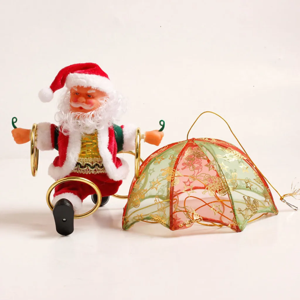 Рождество Санта Клаус Декор кукла Электрический бурение дымоход парашют ручной Висячие танцы орнамент детские игрушки подарки M810
