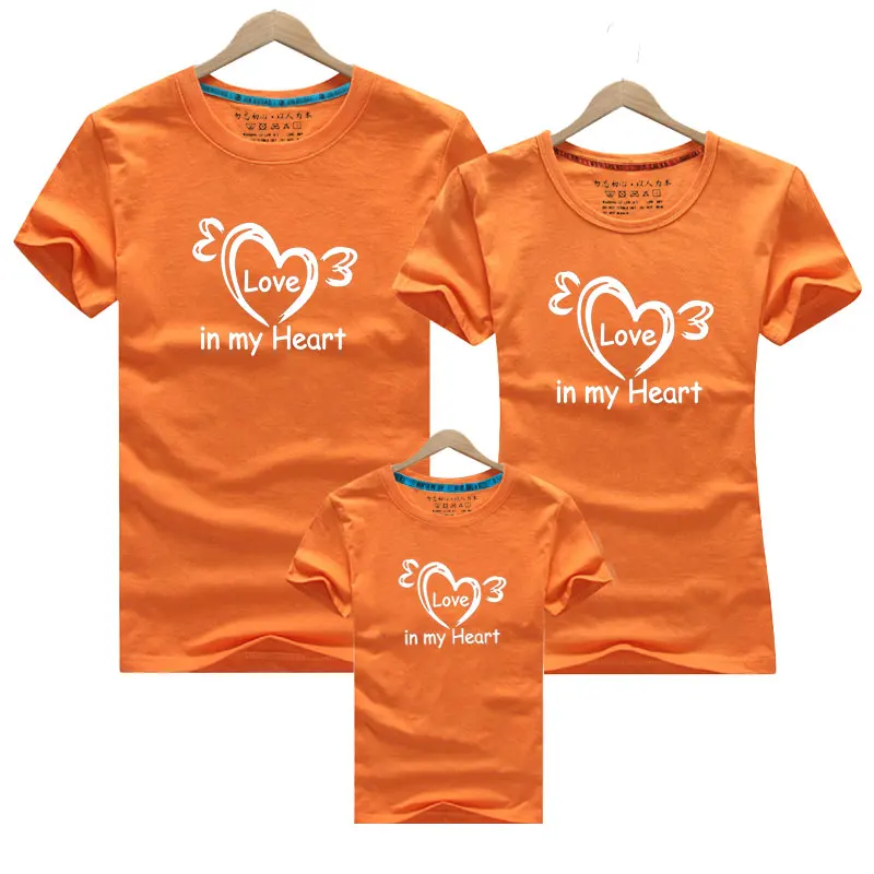 New Family Look Mommy and Me Clothes Mother Daughter Matching Family Outfits T shirt mom Kids Baby Girls Cotton Heart Print Tops