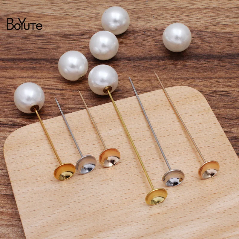 BoYuTe (200 Pieces/Lot) 10MM Cup Base Lapel Pin with Pearl Stopper Diy