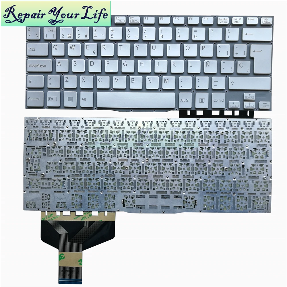 Teclado do Portátil para Sony para Vaio Apto Svf13a Svf13n Prata Espanha sp Layout 149267241es 9z.nabbq.30s 13 13a 13n Svf13