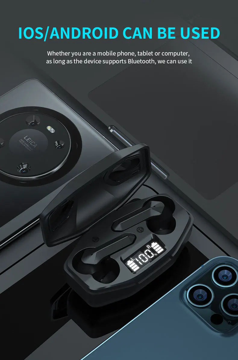 Fones de Ouvido sem Fio Fones com Cancelamento de Ruído Atraso à Prova Dired de China Bluetooth Jogo Verdadeiro Microfone Baixo Profundo Ddiágua Tws 16 fio verdadeiro fones com cancelamento de ruído