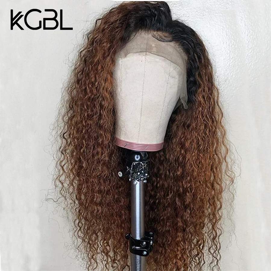 KGBL 13*6 кружевные передние человеческие волосы парики с детскими волосами бразильские не Реми средний коэффициент глубокая часть 1B/27 парики шнурка 130% плотность
