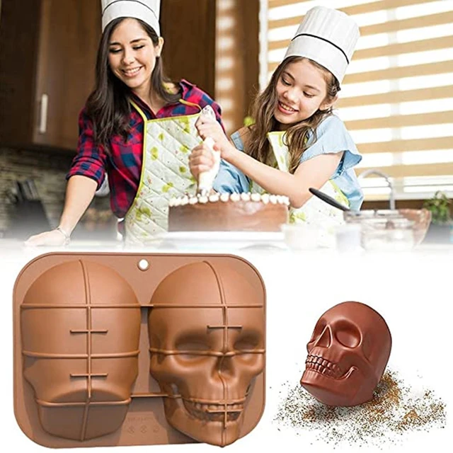 Halloween 3D Skull Shape Silicone Cake Decorating Mold for Baking