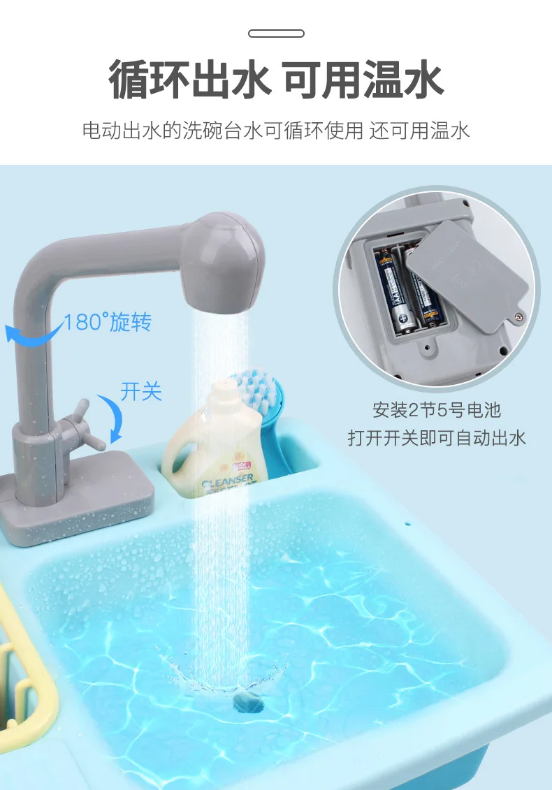 Children Play House Kitchen Toy Baby Cooking Cook Model Kitchenware Kit GIRL'S And BOY'S 3-6-Year-Old Dishwasher 7