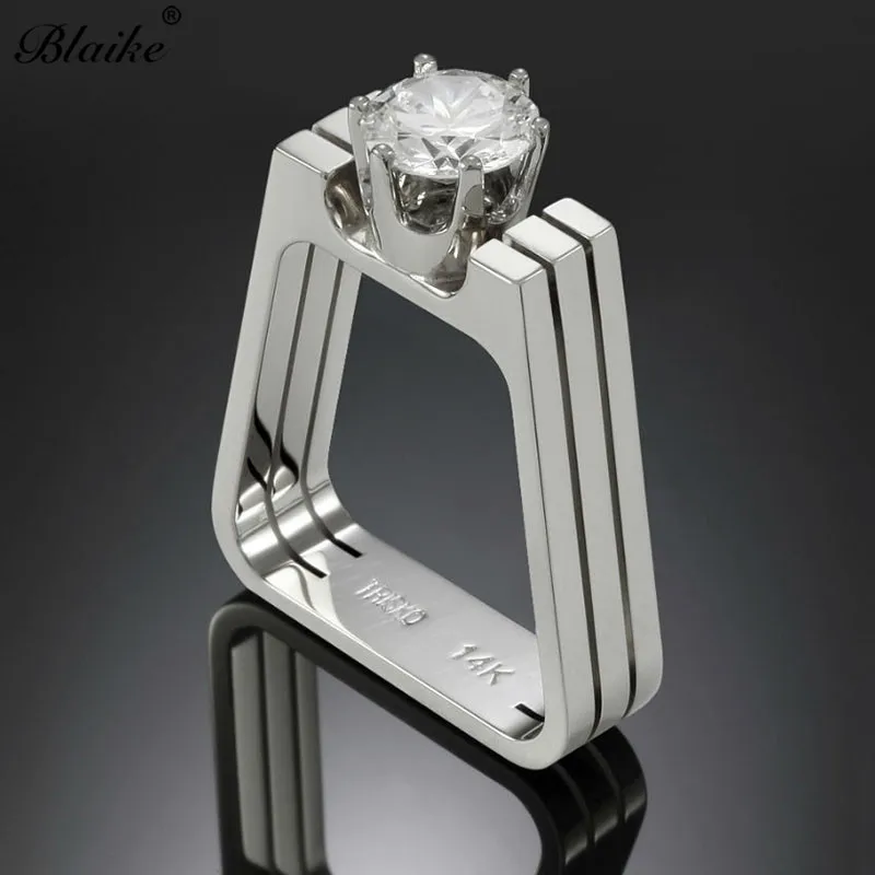 Blaike 925 Серебро Кольца для женщин белый круглый циркон обручальное кольцо ювелирные изделия юбилейные подарки