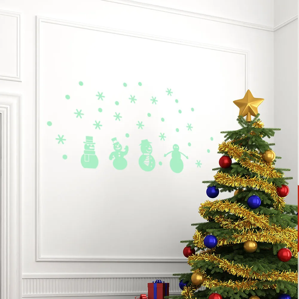Горячая Распродажа, новинка, рождественские светящиеся снеговики, рождественские наклейки на стену, водонепроницаемые наклейки на окна, декор детской комнаты, счастливый год