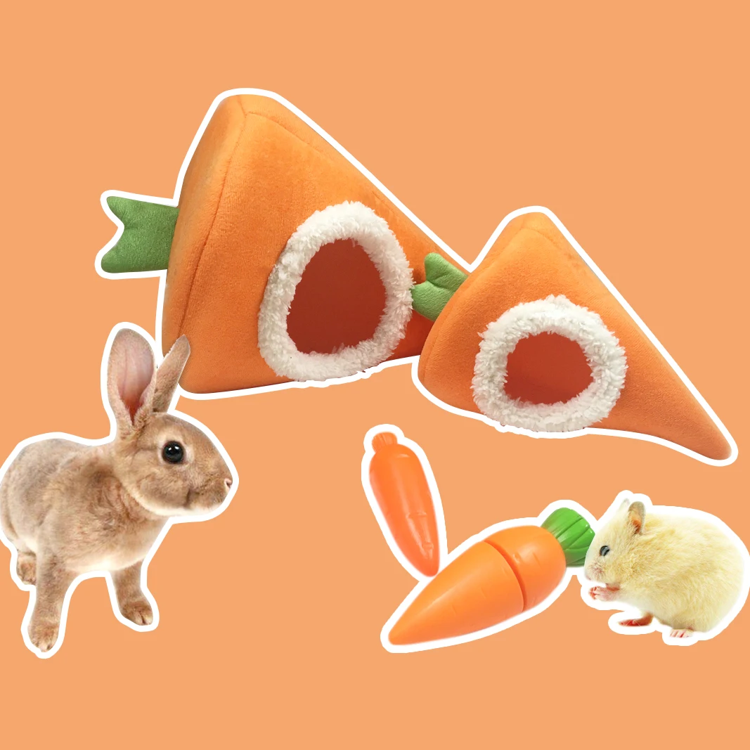 Small Animals Kennel Hamster Nest Carrot Shape Velvet Warm Bed Pet Cushion Hedgehog House Sleeping Bag|Клетки| |