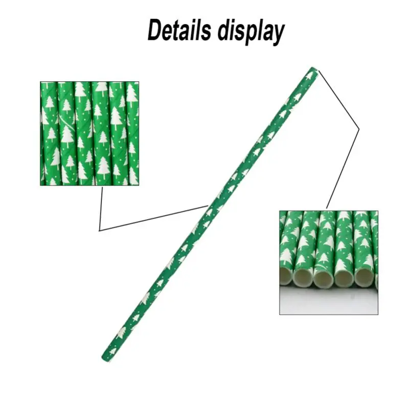 25 шт одноразовые Коктейльные трубочки Рождественский дизайн Биоразлагаемые бумажные соломки для праздника свадьбы День рождения Декор