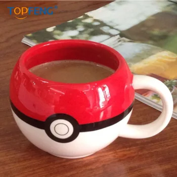 

Topfeng 320mL Pokemon Go Poke Ball Pikachu Coffee Mug Cartoon Anime Game Mugs Handgrip Ceramic for Children Christmas Best Gifts