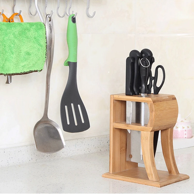 Кухня бамбуковая подставка под ножи деревянный держатель для ножей стойки остальное подставка для кухонных ножей Дисплей контейнер для палочек для еды полка хранения Организатор