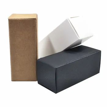 

50Pcs/lot White Black Brown Kraft Paper DIY Crafts Packing Box Paperboard Package Box Small Perfume Bottle Foldable Pack Box