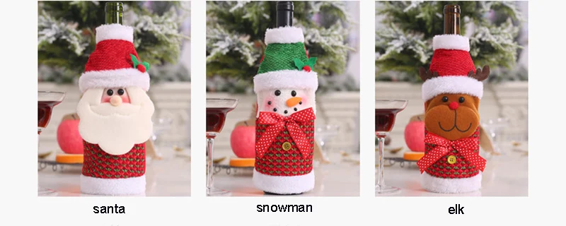 New Year's Wine Bottle Cover Christmas Decorations For Home Plush Snowman Santa Elk Bottle Bag Small Christmas Bottle Cover