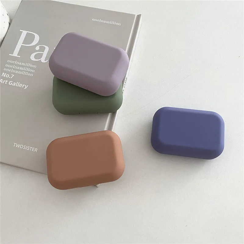 Mini Texture Matte Solid Color Contact Lens Case Women Portable Travel Set Eye Lenses Storage Box