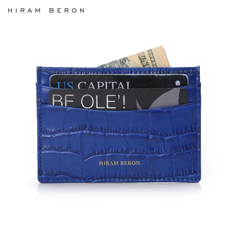 Тонкий кошелек Hiram Beron с персонализированными инициалами синий итальянский