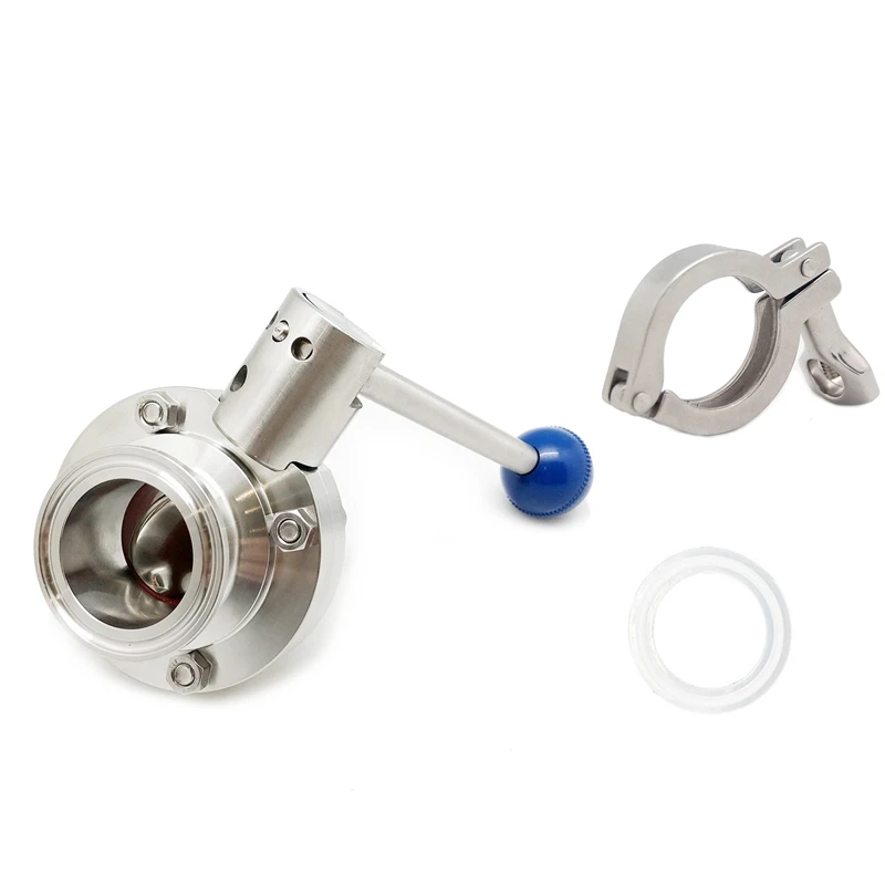 

S304 Stainless Steel Sanitary Grade 1.5 Inch Three-Clamp Butterfly Valve Homemade Beer Beer Butterfly Flow Control Valve