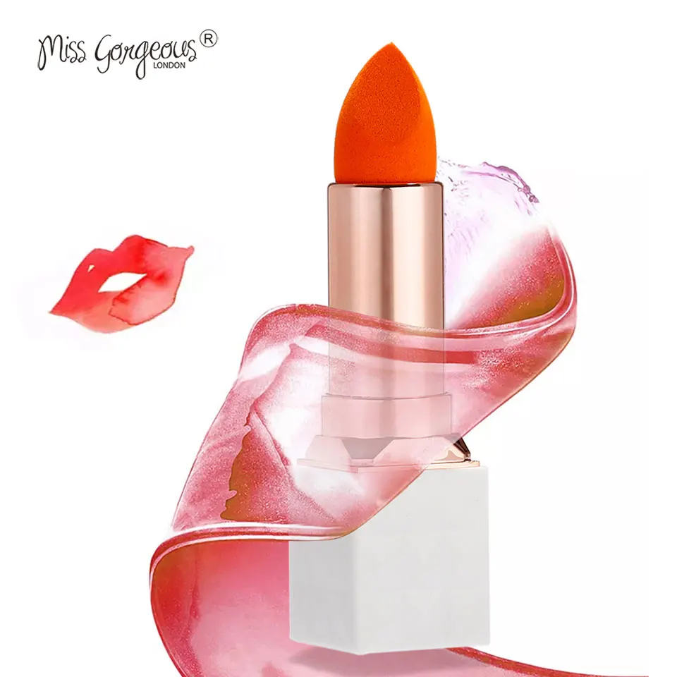 

Miss Gorgeous 1PC Orange Cosmetic Puff Blender Concealer Cream Makeup Sponge Foundation Makeup Sponge Lipstick Tube Shape Gift