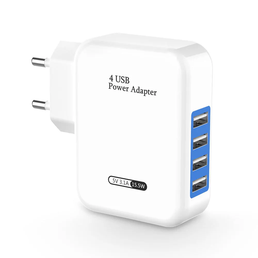 

Smart Charger EU Plug Multiple Wall Adapter Mobile Phone Device 5V 3A Charge Fast Charging 4Ports USB，EU The charging plug