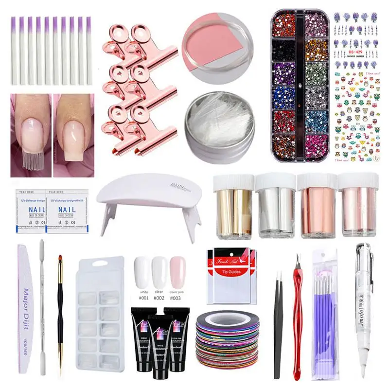 

43Pcs Nail Poly Gel Great Value Set Nails Extend Glue Fast Uv Dryer Lamp Nail Art Full Tools Manicure Sets