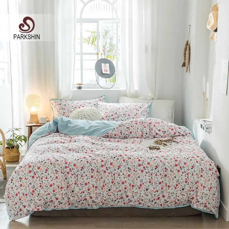 Parkshin Bedding Set Bedspread Flowers Pastoral Bed Flat Sheet Double Adult Kids Family Duvet Cover Bedclothes Home Textiles | Дом и сад