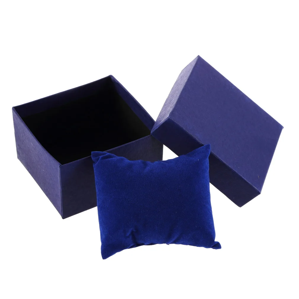 Шкатулка для драгоценностей Чехол Дисплей Упаковка держатель с поролоновой прокладкой внутри подарок браслет черный синий цвет для бизнесмена женские подарки - Цвет: blue box