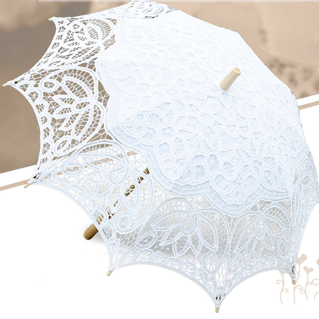 Elegant Lace Bridal Parasol Wedding Party Sun Umbrella Romantic Fancy Decor
