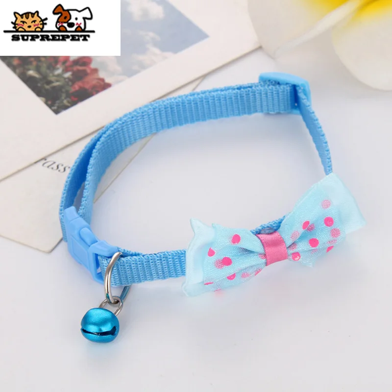Light Blue SUPREPET Breakaway ошейник для питомца кошки собаки Бант бабочка узел ошейник для кошки с колокольчиком регулируемое ожерелье для питомца для щенков товары для животных, кошек - Цвет: Light Blue
