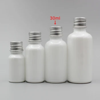 

30ml Empty Aluminum Cover Perfume Glass Bottle ,1oz Essential Oil Pearl White Glass Bottle